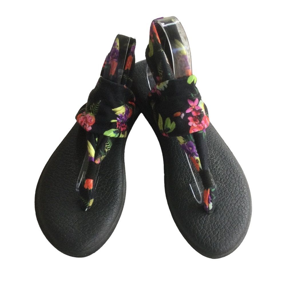 Sanuk Floral Slingback Yoga Thong Sandal Size 10 - Picture 2 of 9